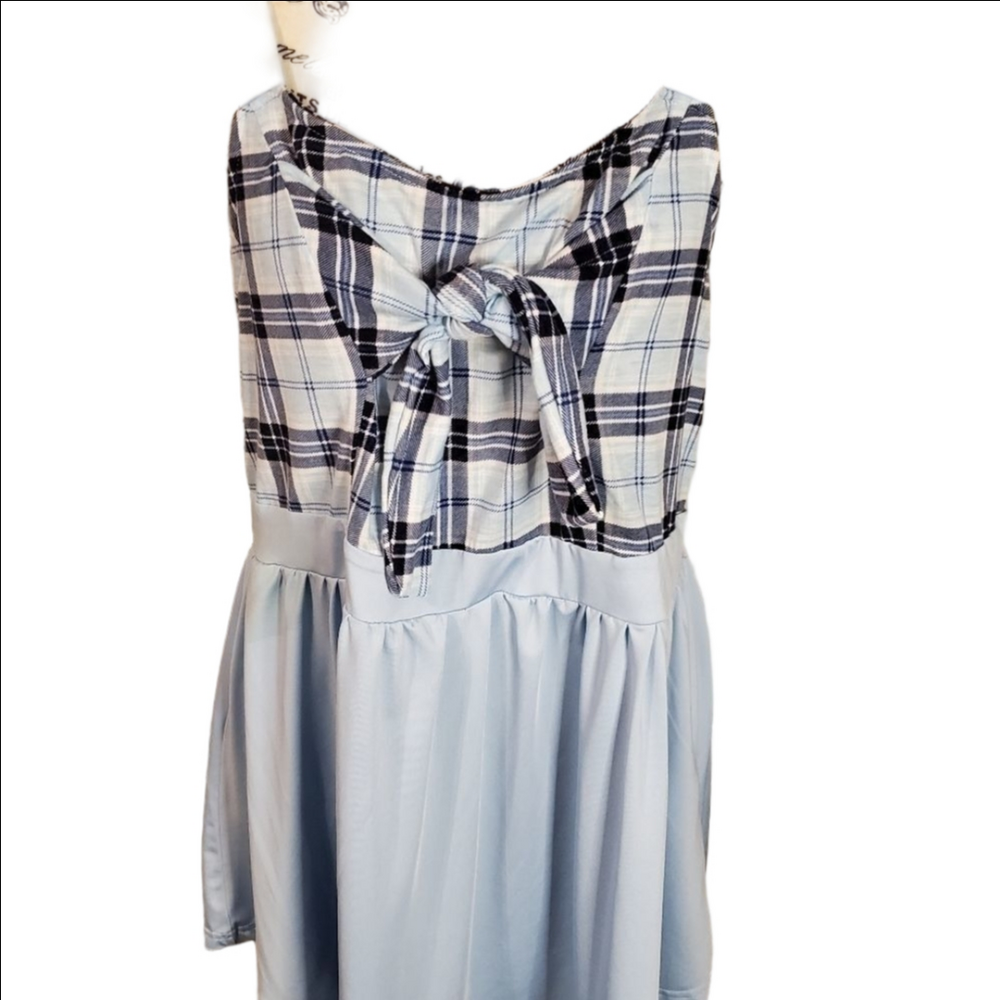 Rosegal Plaid Bowtie Tank Top Large Size 14